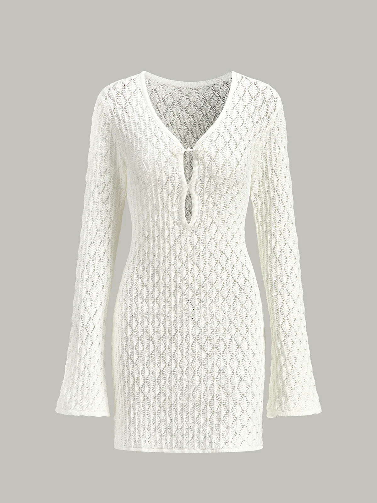 Sheer Knit Sweater Dress with Cut-Out Detail