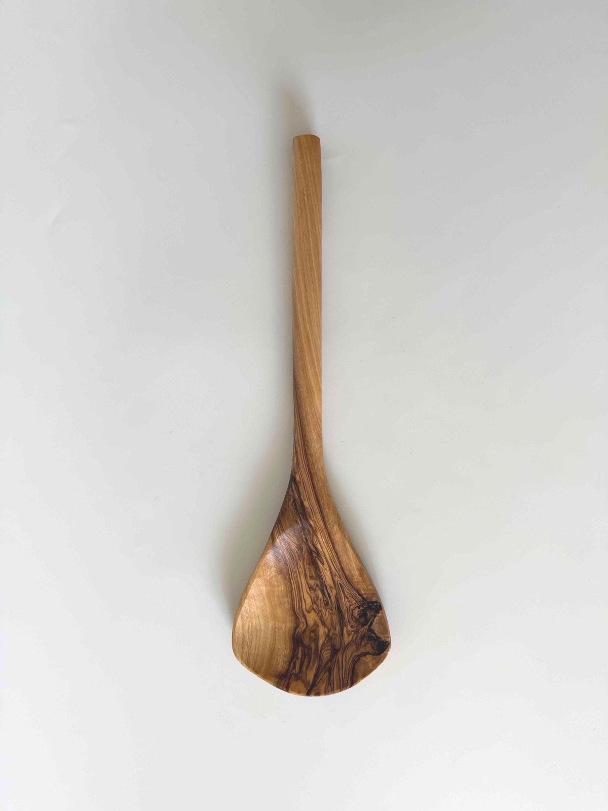Olive Wood Cooking Spoon, Triangular Head, 12 Inch