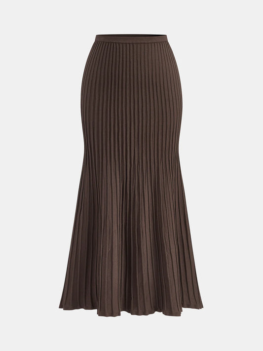 Textured Rib-Knit Mermaid Midi Skirt